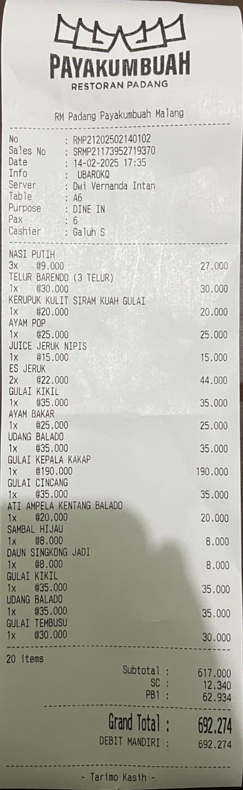harga nasi padang payakumbuah